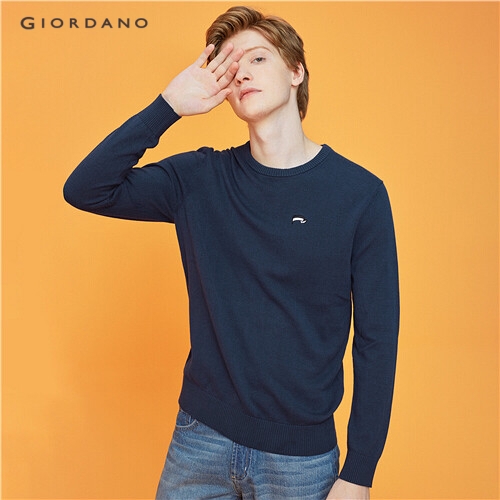 GIORDANO MEN Embroidery crewneck knitted sweater 13059802