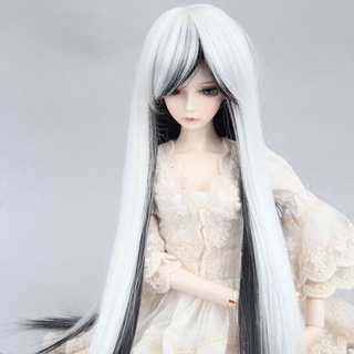 วิกผมยาวตรงไล่โทนสีดําและสีขาว 1/3 1/4 1/6 Bjd / Sd