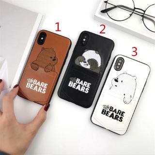 เคสโทรศัพท์มือถือหนัง ลายแพนด้าน่ารัก พร้อมช่องใส่บัตร สําหรับ Iphone 11 12 13 14 PRO X XS MAX XR 14plus