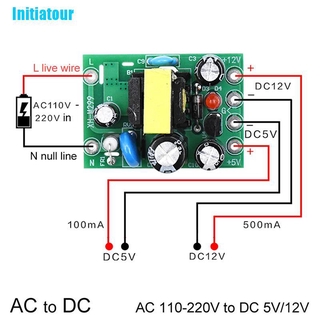 (Initiatour Mini Ac - Dc อะแดปเตอร์แปลง Ac110V 220V To Dc 12V 0. โมดูล 2 A + 5V