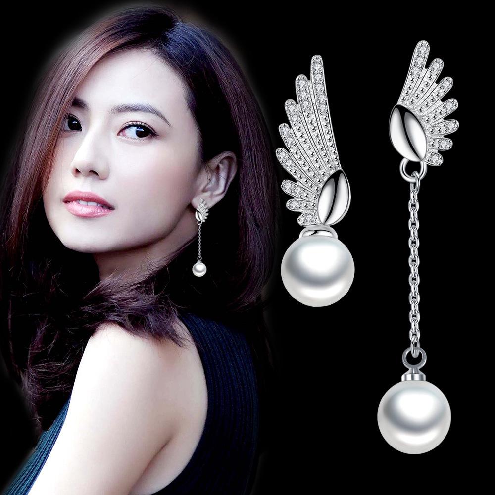 ต่างหูเงิน 925 ต่างหู Pearl Pearl WE56R Earrings