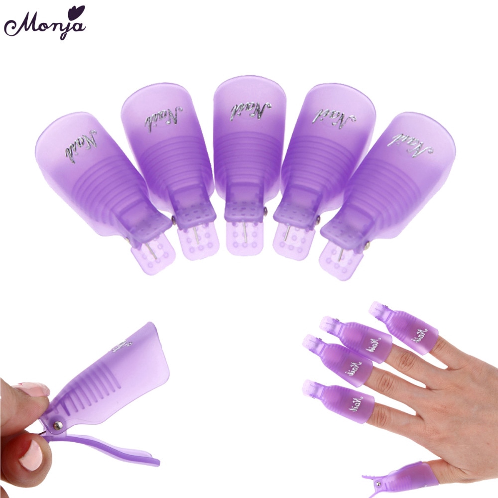 Monja ชุดคลิปหนีบเล็บ สําหรับล้างสีน้ำยาทาเล็บ 10 ชิ้น nail uv gel polish soak off removal clips
