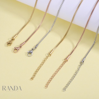 Randa สร้อยคอ ลายโซ่เหลี่ยม หนา 2 mm ปรับระดับ สีเงิน สีพิ้งโกล สีทอง สแตนเลสแท้ โดนน้ำหอม อาบน้ำ ออกกำลังกาย ไม่ลอก