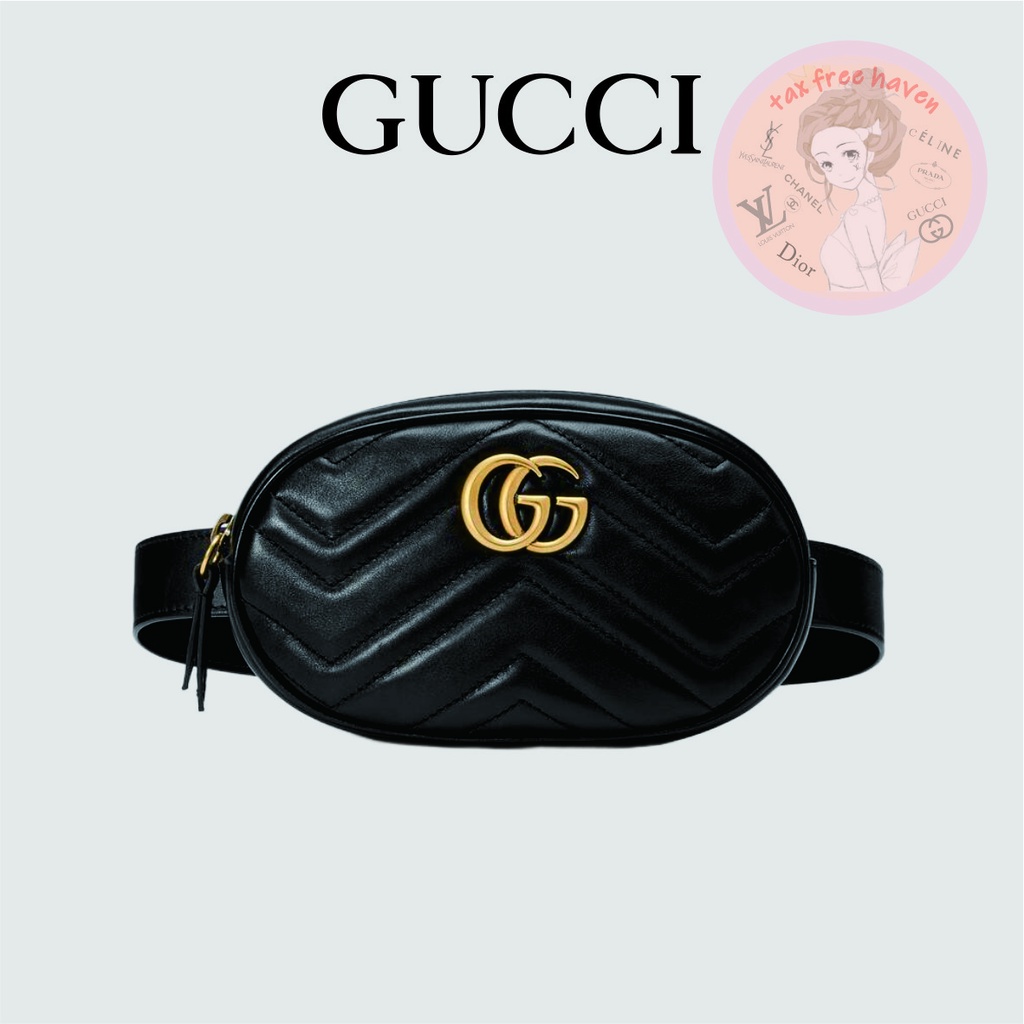 Shopee ถูกที่สุด 🔥ของแท้ 100% 🎁 Brand New Gucci GG Marmont Collection Quilted Leather Belt Bag