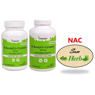 (พร้อมส่ง) Vitacost NAC - 600 mg - (N-Acetyl L-Cysteine)120/240 Capsules. เสริมภูมิ ลดพิษต่อตับ ยับยั้งการอักเสบของปอด