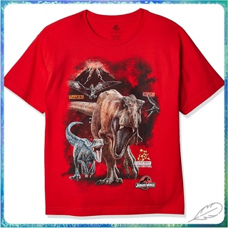 สินค้าขายดีรุ่นใหม่ เสื้อยืดแขนสั้น พิมพ์ลาย Jurassic World Boys 2 T-rex &amp; Raptor สําหรับเด็กผู้ชาย