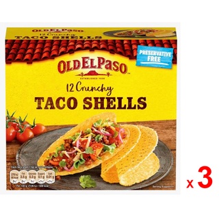 GENERAL MILLS OLD EL PASO แผ่นทาโก้ โอลด์ เอล ปาโซ ครันชี่ ทาโก เชลล์  แบบกรอบ สำหรับฟาจิต้า เบอร์ริโต ชุดละ 3 กล่อง