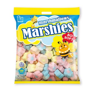 🔥แนะนำ!! มาร์ชี่ส์ มาร์ชแมลโลว์ รูปดอกไม้ กลิ่นวานิลลา 150 กรัม Marshies Vanilla Flower Marshmallows 150 g