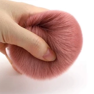 N153 แปรงปัดแก้มคาบูกิ kabuki ( สีชมพู) ด้ามจับกลม ขนาดพกพา สำหรับปัดแก้ม
