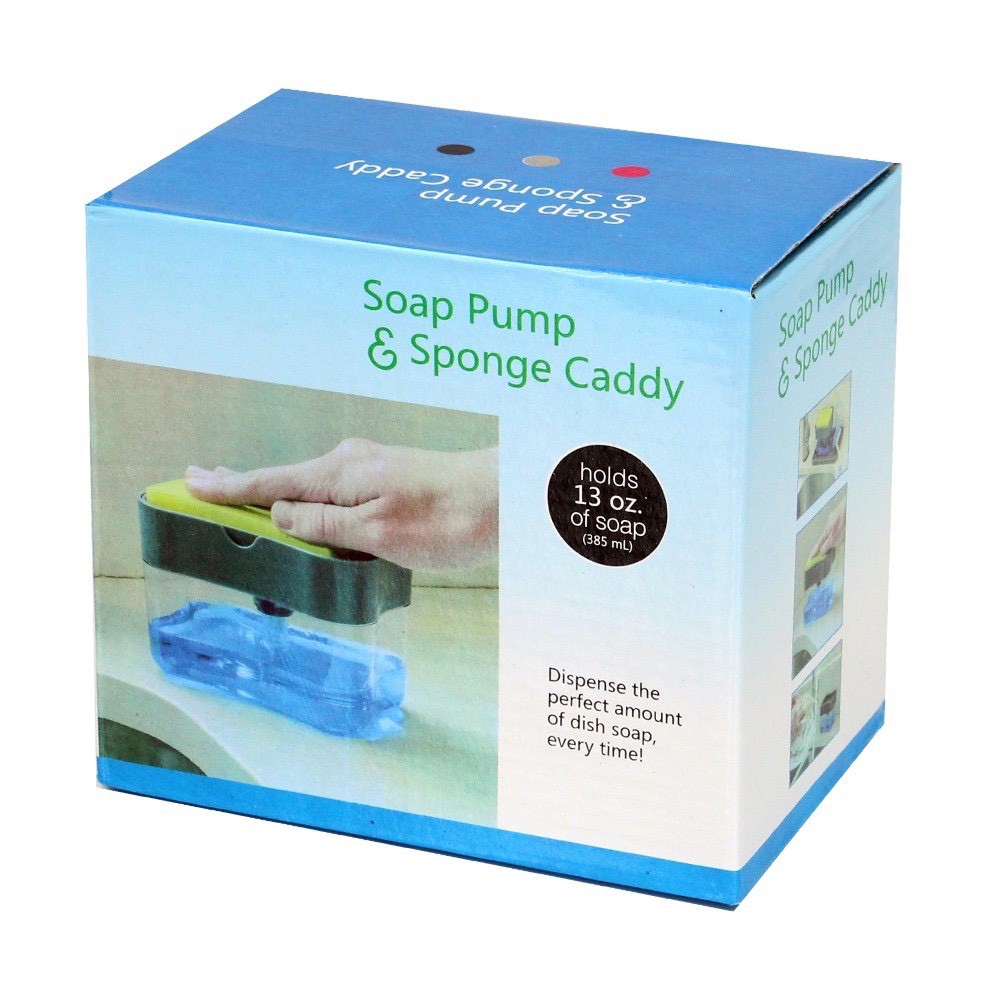 เครื่องกดน้ำยาล้างจาน 2in1 Soap Pump &amp; Sponge Caddy รุ่น Toilet-soap-punp-sponge-caddy-00e-J1