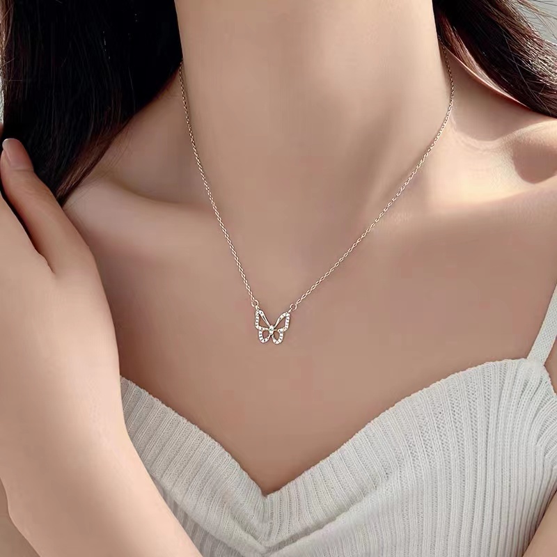 พร้อมส่ง เครื่องประดับ สร้อยคอโซ่ ประดับโบว์ เพชร สไตล์เกาหลี ญี่ปุ่น