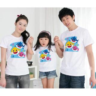 เสื้อยืดพิมพ์ลายฉลามน่ารักแฟชั่นสําหรับครอบครัว