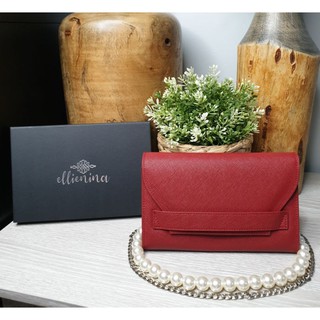 กระเป๋าหนังแท้ wallet on chain กระเป๋าคลัทช์ ออกงาน ellienina brand