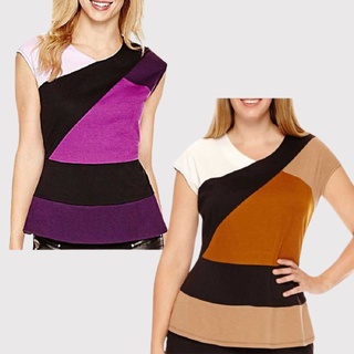 เสื้อเบลาส์ Colorblock Peplum สําหรับผู้หญิง