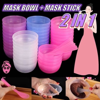 1Set Reuseable พลาสติกใส DIY Mask Bowl &amp; Stick สำหรับเครื่องมือดูแลผิวหน้า / เครื่องมือแต่งหน้า