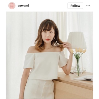 ส่งต่อ✨ Sew am i รุ่น Nicky_top สีขาว เหมือนใหม่ ไม่มีตำหนิ