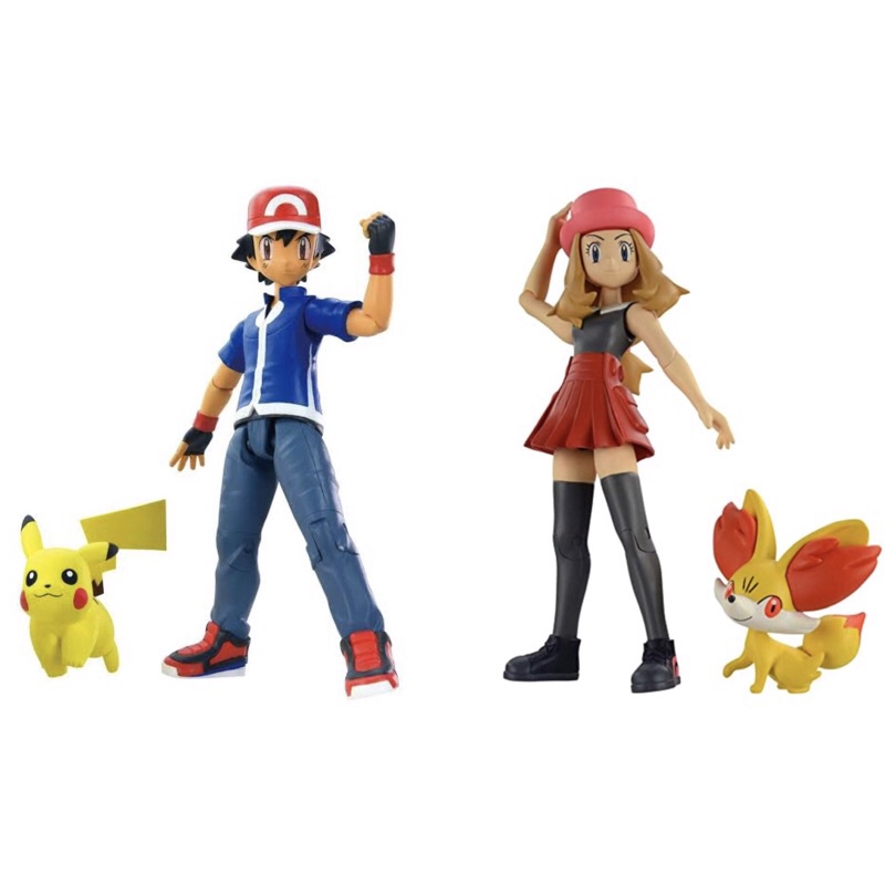 Pokemon Serena and Fennekin &amp; Satoshi and Pikachu Figure Monster Collection VHTF ( In Mint Condition )