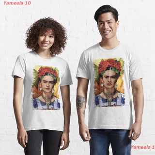 เสื้อยืดผ้าฝ้ายพิมพ์ลายแฟชั่นYameela 10 tongteng Popart painter smoking Frida kahlo art flower gift for fans Essential T