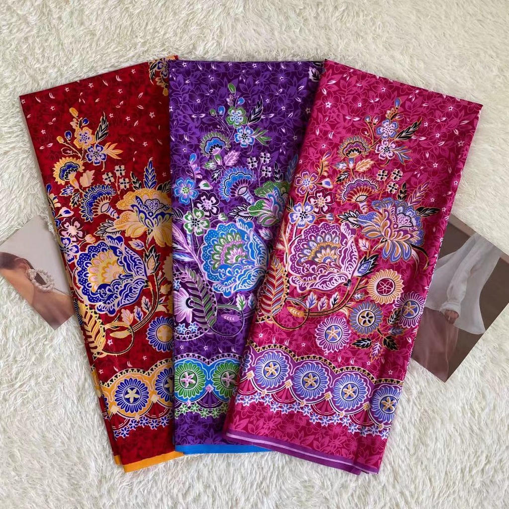 ❤️ขายดี❤️ ผ้าปาเต๊ะบาติกอินโด ผ้าถุงราคาถูก ลายดอกคุณภาพดี ผ้าคอตอนผสมโพลี
