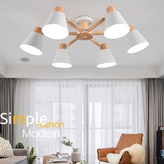 โมเดิร์น6โคมไฟ Led โคมไฟเพดานโลหะสีขาวโคมไฟสำหรับ Foyer ห้องนอนไม้ Luster สีเทาห้องครัวการรับประทานอาหาร