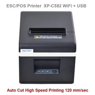Xprinter XP-Q90EC เครื่องพิมพ์ใบเสร็จ XP-C582 เชื่อมต่อ USB / WIFI ขนาด 58มม. ตัดกระดาษอัตโนมัติ รองรับ Android และ IOS