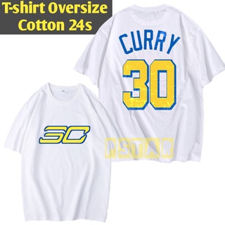 ผ้าฝ้าย 100%COTTONเสื้อยืด ผ้าฝ้าย แขนสั้น พิมพ์ลาย Stephen Curry NBA โอเวอร์ไซซ์ 24s sizes-5xl