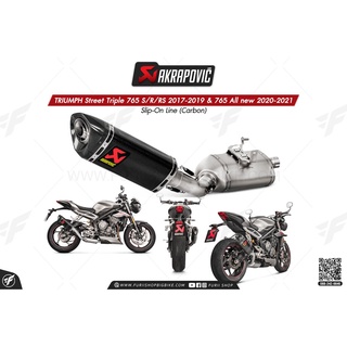 ท่อแต่ง Akrapovic Exhaust Slip-On Line (Carbon) Racing TRIUMPH Street Triple 765 S/R/RS 2017-2019 &amp; 765 All new 2020-...