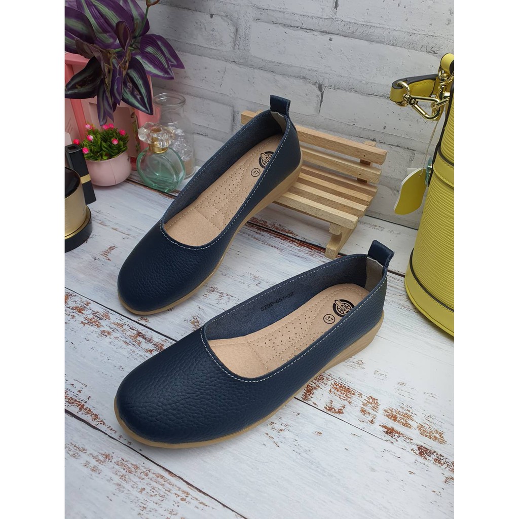 SZ92-651รองเท้าหนังแท้ผู้หญิงหัวมนพื้นยางไซส์36-41