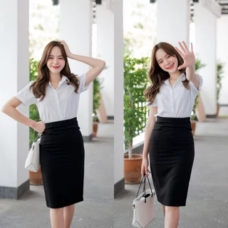 กระโปรงนักศึกษาทรงเอ กระโปรงทรงเอ ยาว 26 นิ้ว เอว 23-40 ผ่าหลัง(ผ่าทับ)