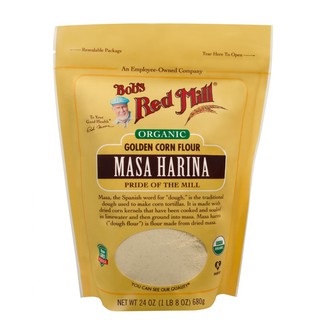 บ็อบส์เรดมิล ออแกนิคโกลด์เด้นมาซาฮารีน่า แป้งข้าวโพด 680 กรัม -Bobs Red Mill Organic Golden Masa Harina Corn Flour 680g