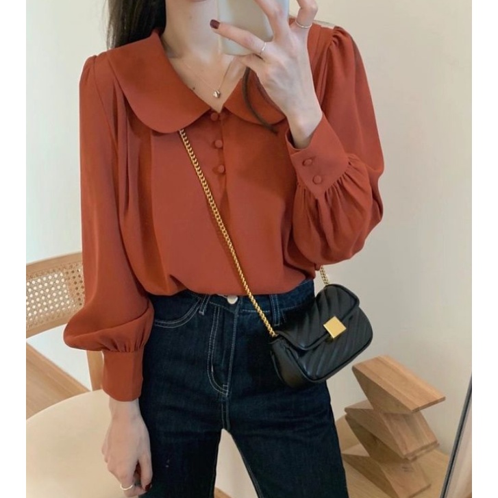 (พร้อมส่งจากไทย) เสื้อเชิ้ตแขนยาวสีพื้นคอปกน่ารักๆ [BB7] ราคา ถูกที่สุด ดีลบีเคเค แกลเลอรีภาพที่ 4