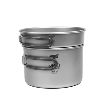 2 In1 Titanium Cook Set 400ml Pan 800ml Pot Bowl Set With Folding Handle