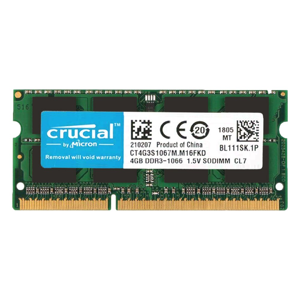 ▥♝☃หน่วยความจําสําหรับ Crucial 4Gb 4G Pc3-8500 S Ddr3 1066 Mhz Cl7 So - Dimm Ram Ad34