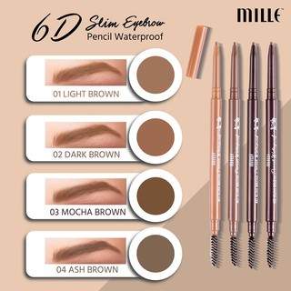 MILLE 6D SLIM BROW PENCIL WATERPROOF ดินสอเขียนคิ้วหัวสลิมมิลเล่