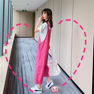 💗overalls เอี๊ยมกระโปรงยีน กางเกงแขวน กางเกงชิ้นชิ้นเดียว/ชุดเซท ยีนส์หลวม overalls ชุดหลวมแบบพอดีตัว กางเกงทรงเอี๊ยม