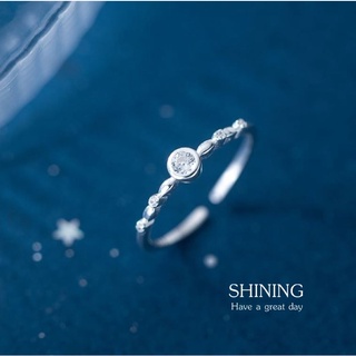 s925 Shining ring แหวนเงินแท้ ใส่สบาย เป็นมิตรกับผิว สามารถปรับขนาดได้