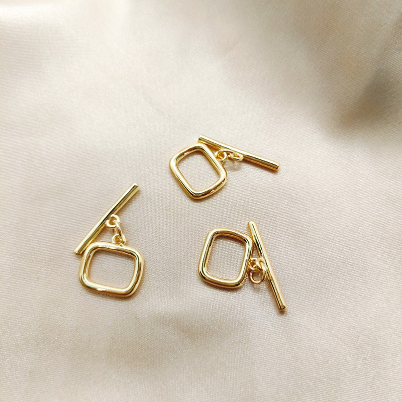จี้สร้อยคอ ชุบทอง 18K ทรงสี่เหลี่ยม OT 3 ชิ้น สําหรับเครื่องประดับ DIY