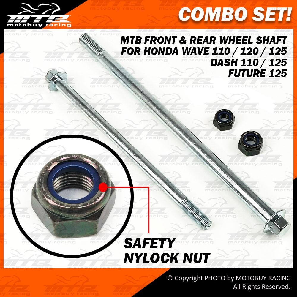 MTB FRONT & REAR WHEEL SHAFT สําหรับ HONDA WAVE 110 / 120 / 125 / DASH 110 / 125 / FUTURE 125 / EX5 