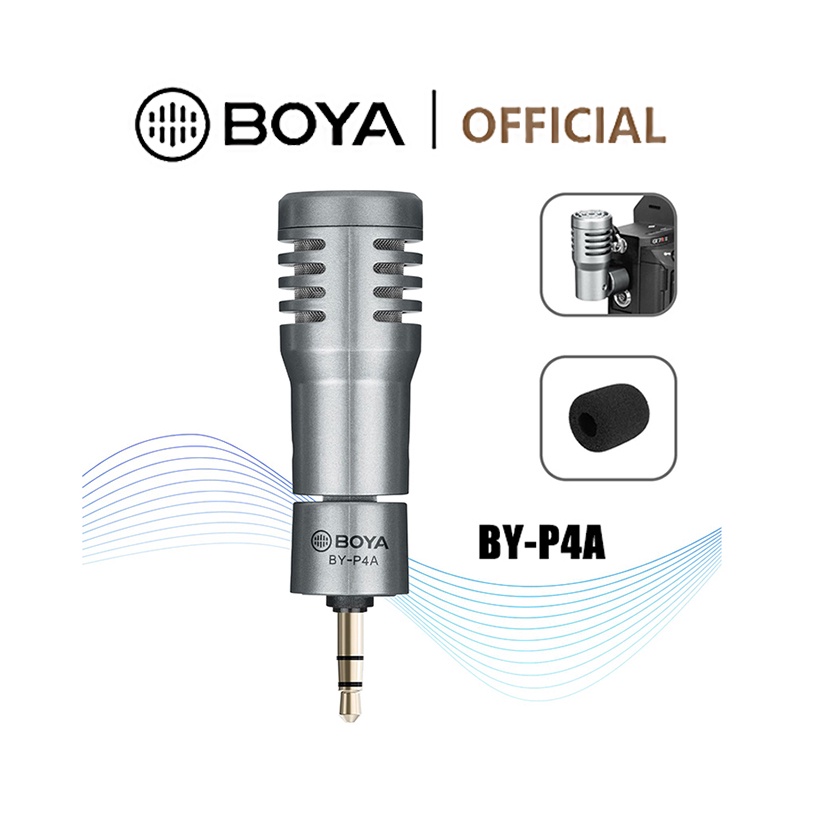 BOYA BY-P4A ไมโครโฟนจิ๋ว 3.5mm TRS ไมค์โครโฟนไร้สาย เหมาะสำหรับ กล้อง DSLR กล้องถ่ายวีดีโอ