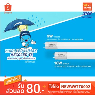 หลอด LED ECOSAVE PLUS T8 ขั้วพลาสติก เดย์ไลท์ LUMAX