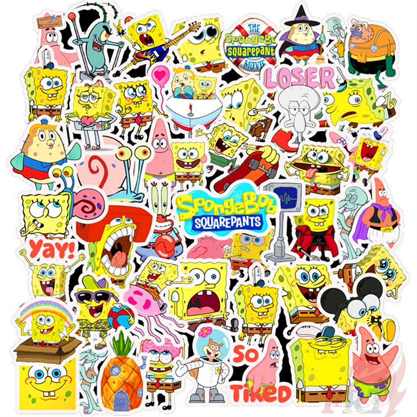50ชิ้น/เซ็ต สติ๊กเกอร์ SpongeBob SquarePants Series 01 DIY แฟชั่นสติ๊กเกอร์ Doodle กันน้ํา