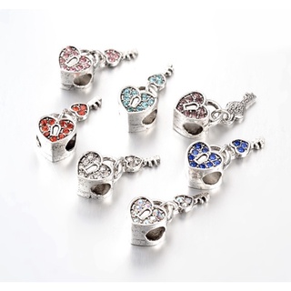 Charm รูปหัวใจ+กุญแจ สำหรับใส่กำไล สร้อยข้อมือ ชาร์มหลากสี ราคาต่อหนึ่งชิ้น พร้อมส่ง 🇹🇭