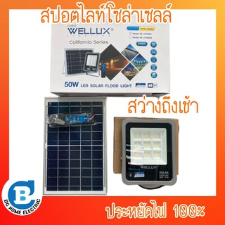 โซล่าร์เซลล์ สปอตไลท์ LED แสงสีขาว 50 วัตต์ รับประกัน 2 ปี