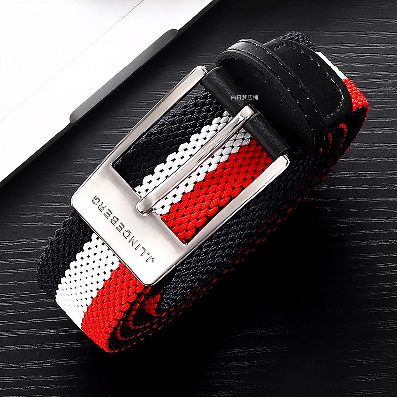 J.lindeberg เข็มขัดกอล์ฟ แบบถัก ยืดหยุ่น สําหรับผู้ชาย ผู้หญิง