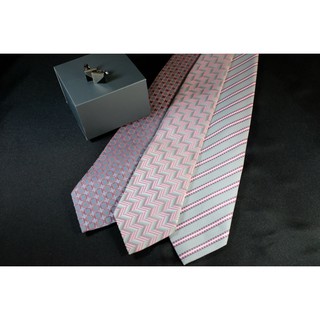 เนคไทผู้ชาย เทา ชมพู Men Executive Necktie Grey Pattern - Bon Tie