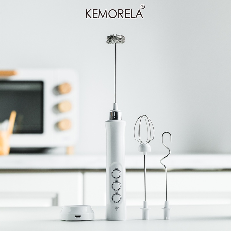 KEMORELA เครื่องตีฟองนมไฟฟ้า ชาร์จ USB แบบพกพา ใช้งานง่าย สำหรับกาแฟและเครื่องดื่ม