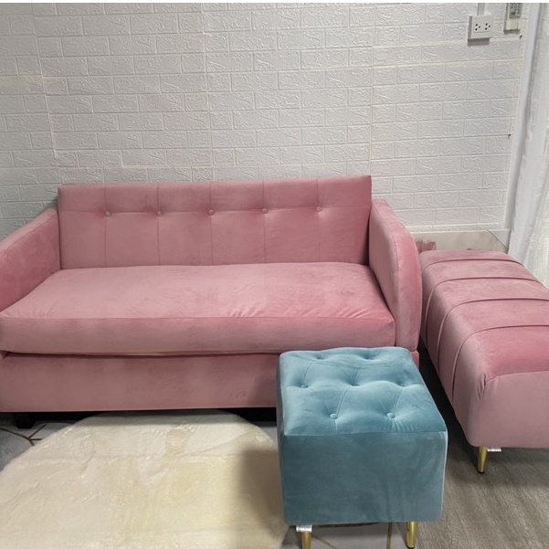 เก้าอี้สตูลตัวสั้น/ขาเหล็กทอง/ผ้ากำมะหยี่เบาะนุ่มมาก/รุ่นซาร่า - รูปที่ 2