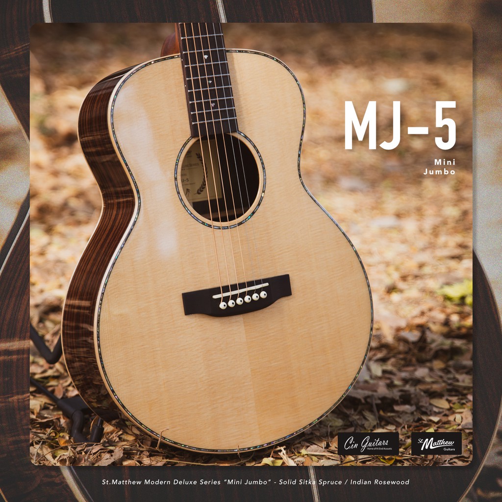 (ส่งฟรี) St.Matthew MJ-5 กีตาร์โปร่งไซส์ 3/4 ทรง Mini Jumbo (Solid Sitka Spruce / Rosewood) พร้อมกระเป๋า