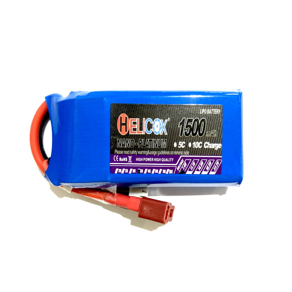 แบต Helicox 1500mAh 7.4V-11.1V (2-3เซล) 30C ปลั้กดีน แบตเตอรี่ลิโพ