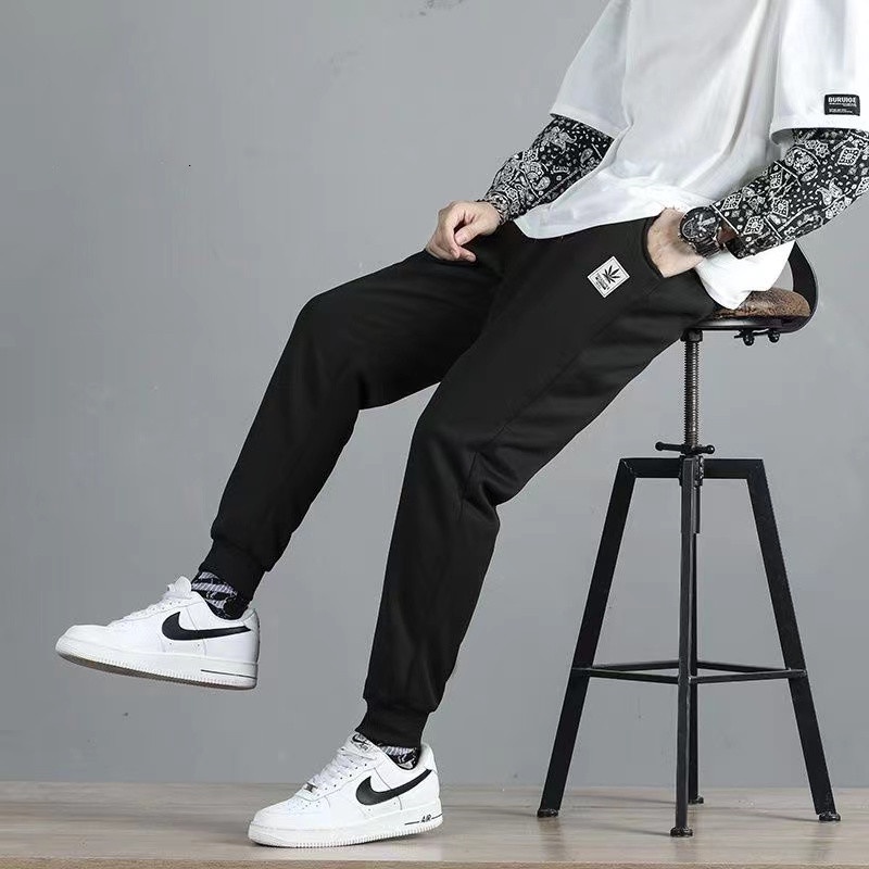 กางเกงขายาวผู้ชาย ใหม่ อินเทรนด์สีทึบขนาดใหญ่ M-5XL กางเกงกีฬาลำลอง